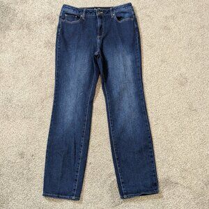 MEMBER'S MARK Straight Dark Blue Stretch Denim Mid-Rise Jeans; Size 8